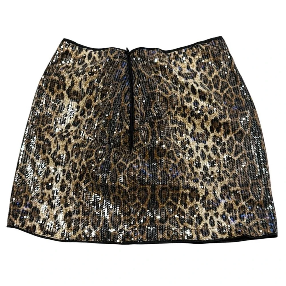 Leopard Sequin‎ Mini Skirt Sz S Party Club NWT